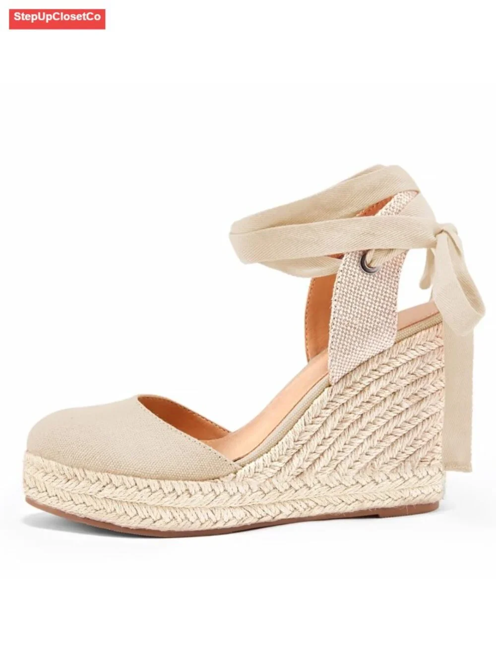 Women's Suede Lace Up Espadrille Wedge Sandals